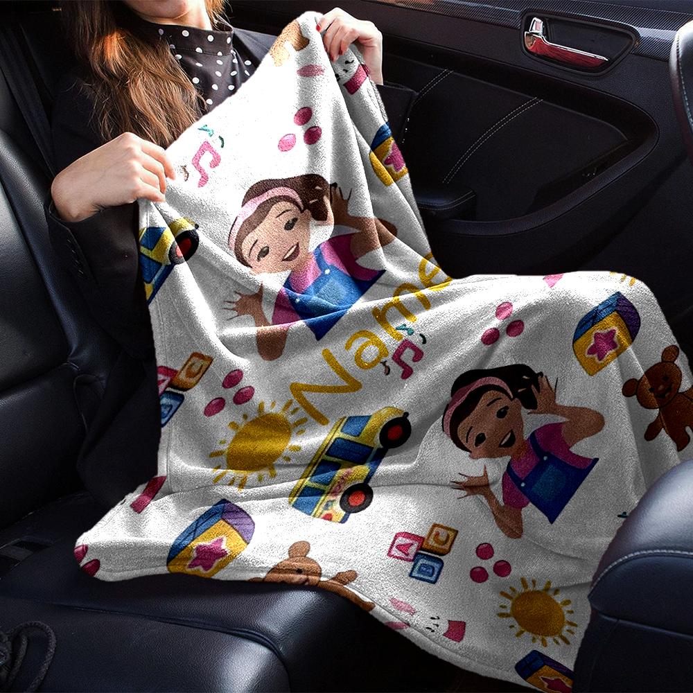 Custom Name Ms. Rachel Theme Printed Blanket - Perfect for Couch, Bed, Travel & Outdoor Use | Machine Washable, Cozy & Durable.
