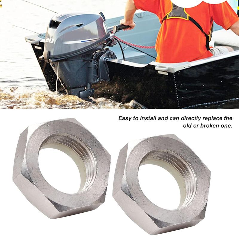 2 PCS Stainless Steel Self Locking Nut, 90185-22043 Replacement Self Locking Nut, High Hardness Self Locking Nut for Outboard Mo