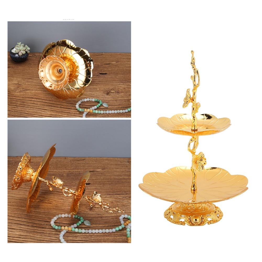 7PCS Metal Gold Cake Stand European Two Tiered Tray 2 Layer Cupcake Stand Home Kitchen Use