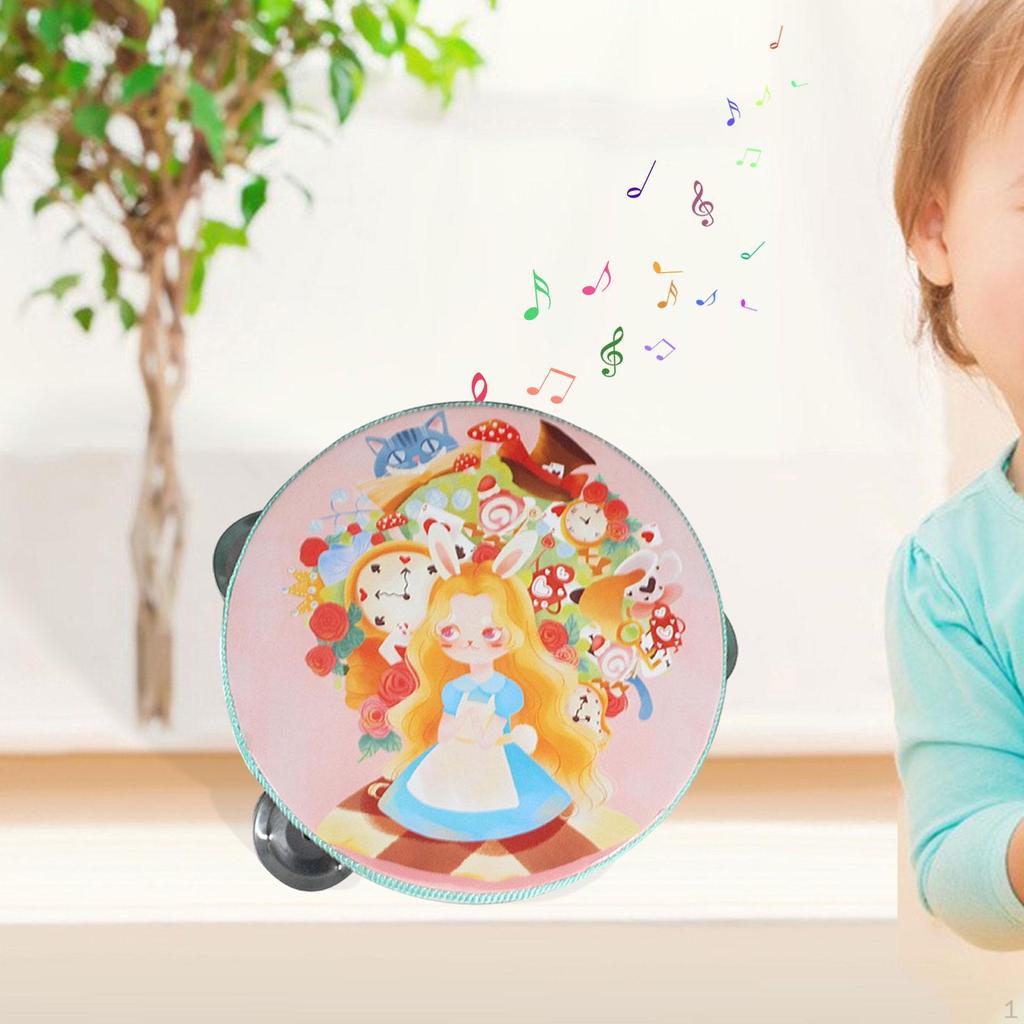 Wood Handheld Tambourines Double Rows Tambourine Drum Bell for Game Toys