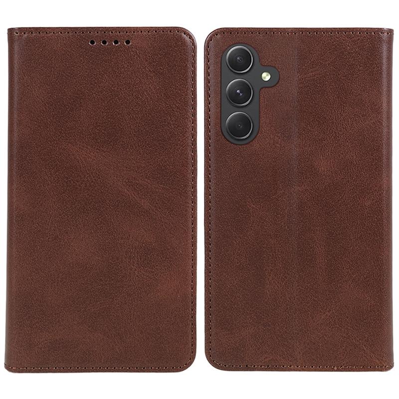 

For Samsung Galaxy S24 FE Case Magnetic Auto Closing Leather Phone Cover Brown