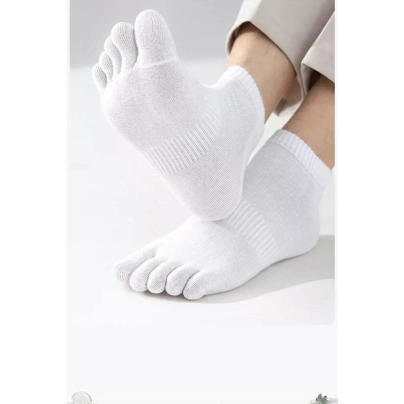 Femtåstrumpor för män, Delade tåstrumpor, Enfärgade Sportstrumpor, Svettabsorberande och Andningsbara Korta Strumpor för Vår och Höst