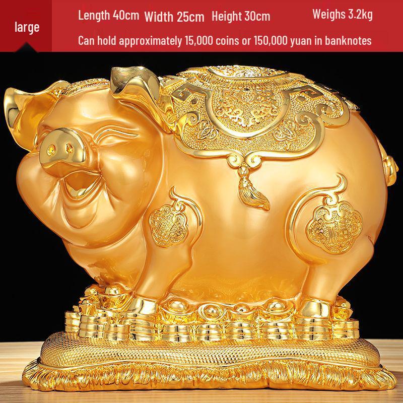 Gold Pig Coin Bank: Wealth-Attracting Figurine for All Ages - Perfect Year of the Pig or Birthday Gift