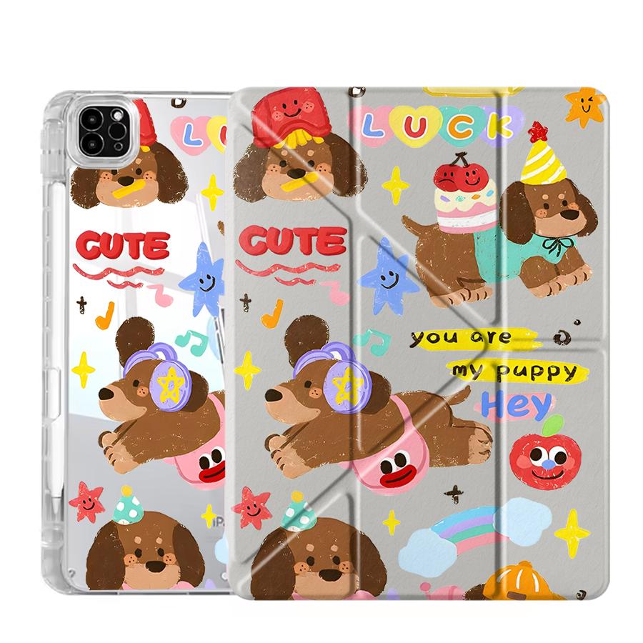 Cartoon Cute Dog Tablet Case For iPad Air 4 5 M3 M2 1 2 M4 11inch Pro 2025 Mini 6 7 Pro 11th 10th 9th 8th 7th 12.9inch Y-Fold