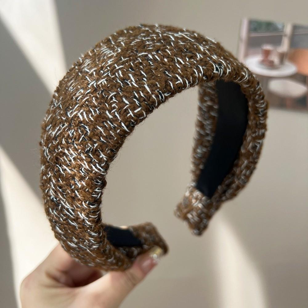 Handmade Craftsmanship Hair Hoop Tweed Fabric Wide Headband Elegant Anti-Slip Headband Daily Use