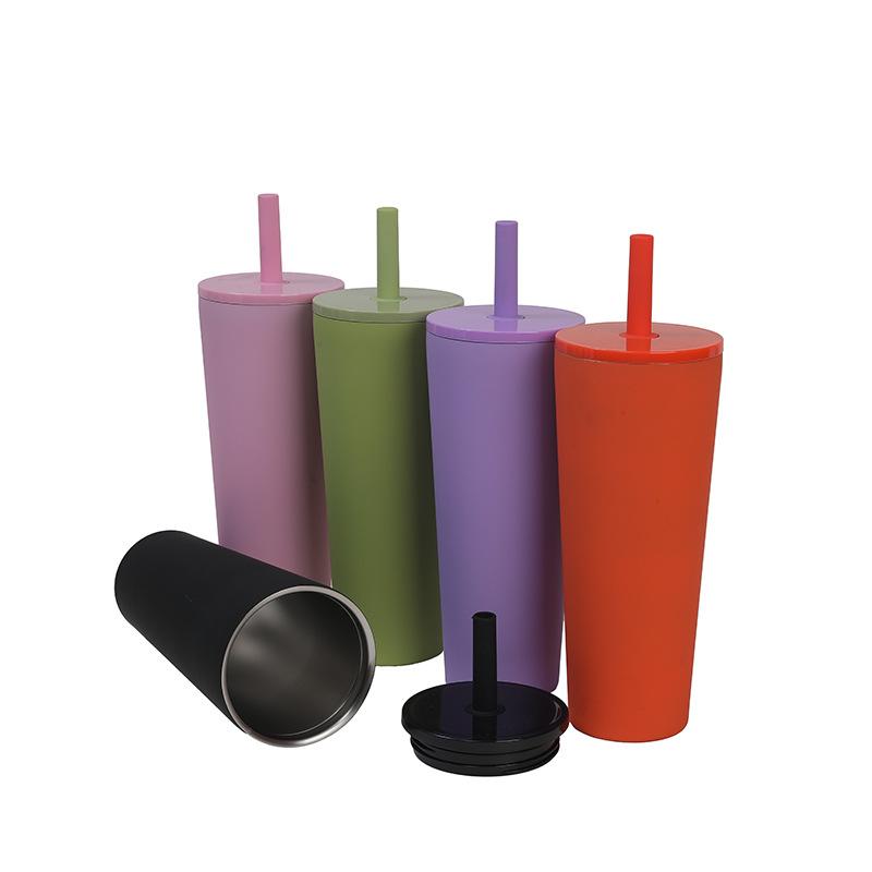Popular Silicone Straw Stainless Steel Thermal Insulation Water Cup High Value Student High Value Large Capacity Straw Cup