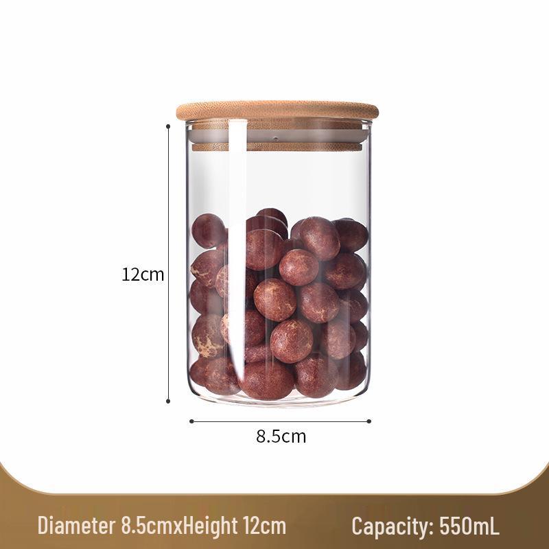 Transparent Sealed Glass Jar for Grains, Cereals, Dried Fruits, Tangerine Peel, and Tea.