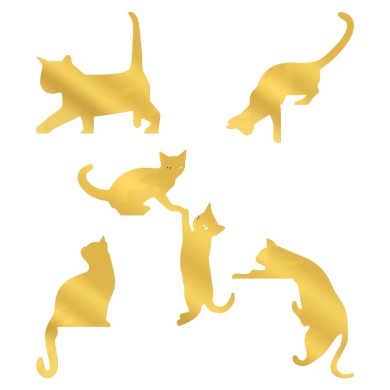 

5Pcs Cute Cats Silhouettes Design Acrylic Switches Sticker Adhesive Light Switches Wall Decal for Living Room Bedroom Decors золотой