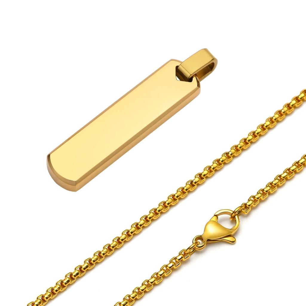 Vnox Free Personalized Men's Bar Necklaces for Women,Custom Name Love Date 3D Necklace Birthday Party Valentine's Day Gift