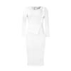 Women Elegant Office Long Sleeve High Waist Solid Bodycon Pencil Midi Dress
