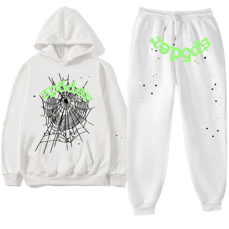 European and American Trendy Hip-hop Singer Letter Sp5der Printed Couple Sweater Men's and Women's Hoodies Sweatshirt Set