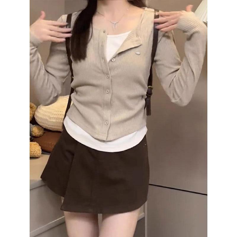 2025 New Style Women's Two-Piece Long-Sleeved Slimming T-Shirt - Autumn Niche Design.