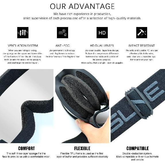 Dirt Bike ATV Goggles Motorcycle Gogglesfor Men Women Youth,UV400 Protection MX OTG Offroad Riding Racing Goggles