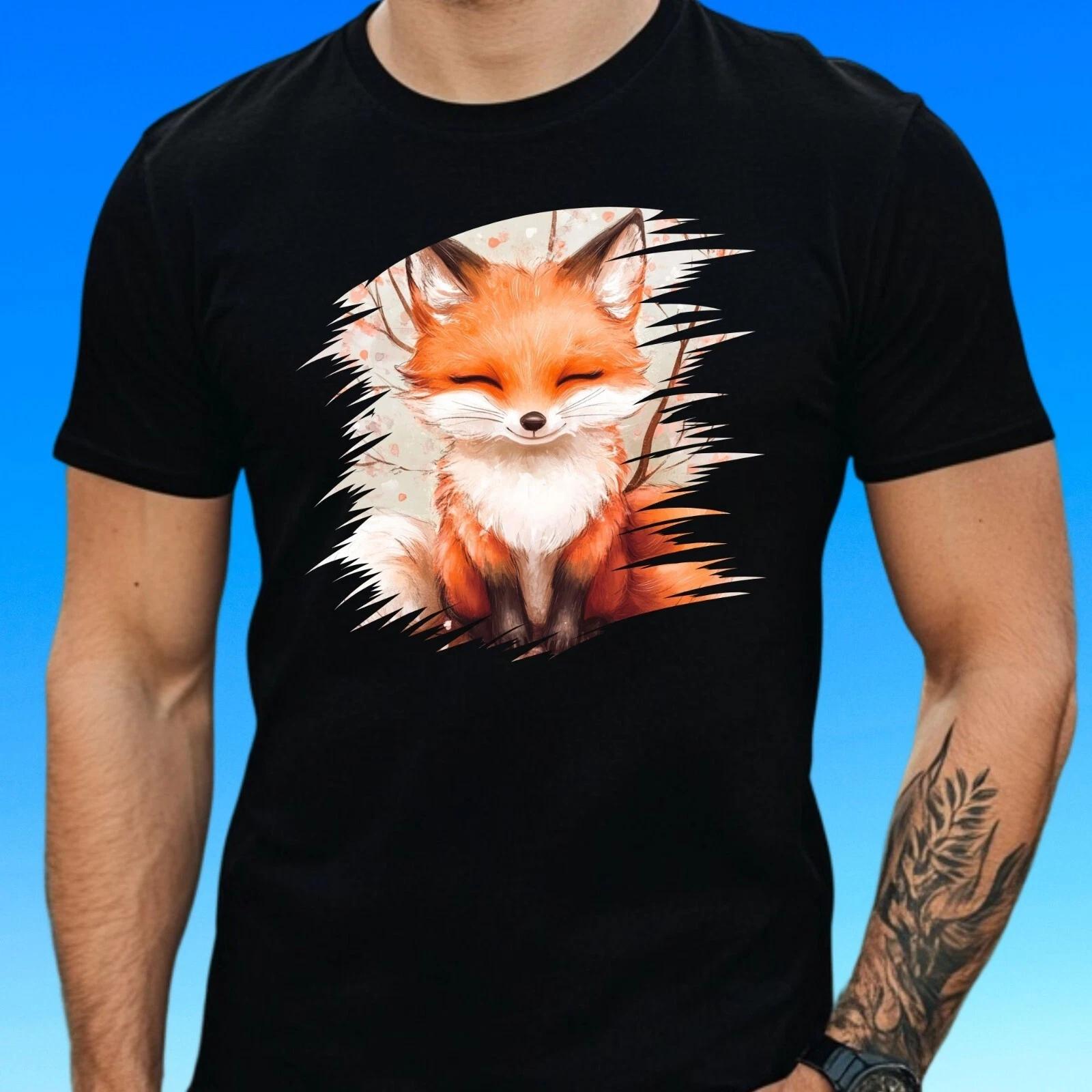 T-Shirt Herren Kawaii Fuchs Motiv Baumwolle Größe S bis 5XL XXXXL