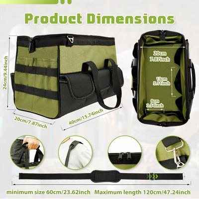 16-Inch Heavy Duty Tool Bag 16 Pockets Tool Organizer Portable Electrician Toolbox for Men Dad Husband Him Mechanic Plumber, Wid