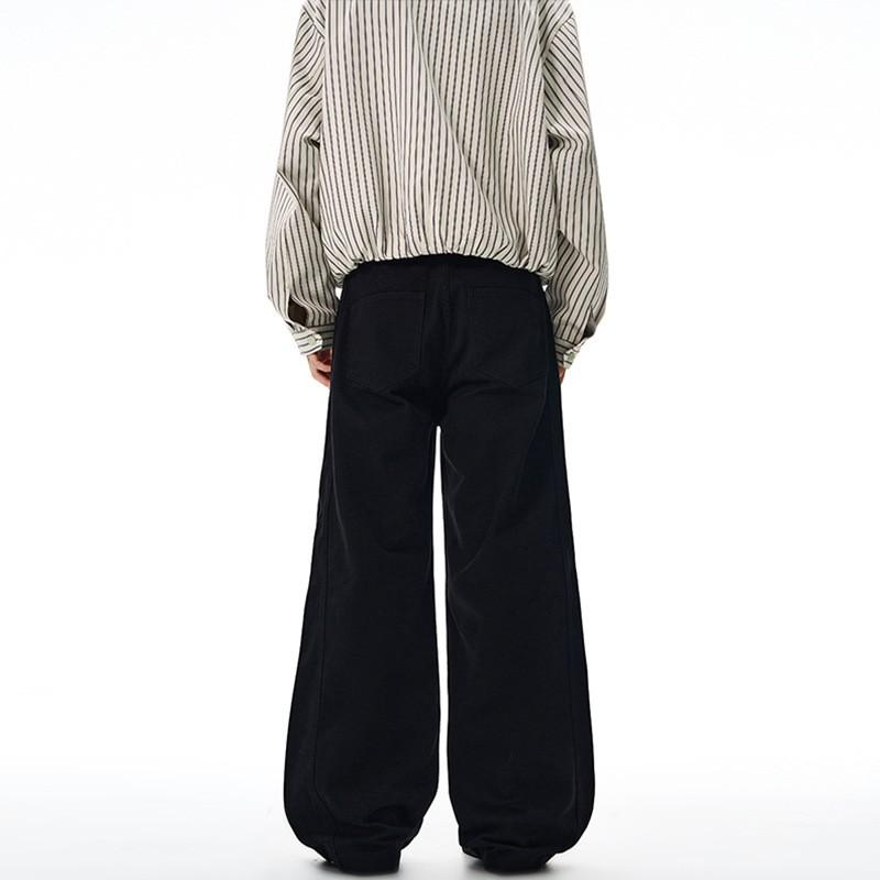 Mens Cotton A-Line Loose Fit Casual Pants Straight Leg Wide Cut Comfortable Everyday Trousers