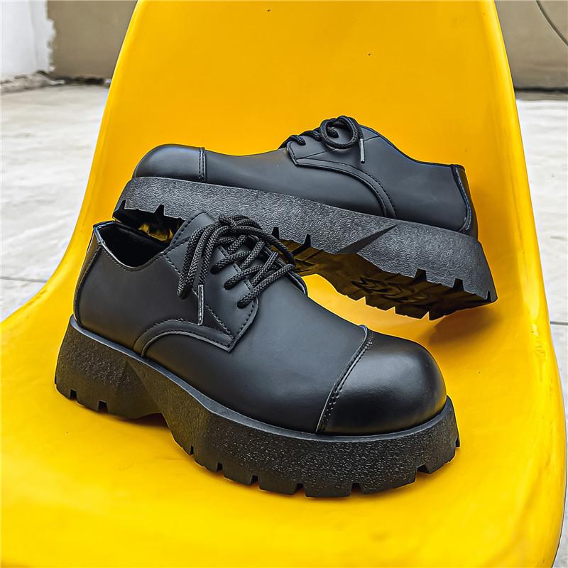 Black office leather shoes men's new spring low-top Martin boots British business casual shoes men
