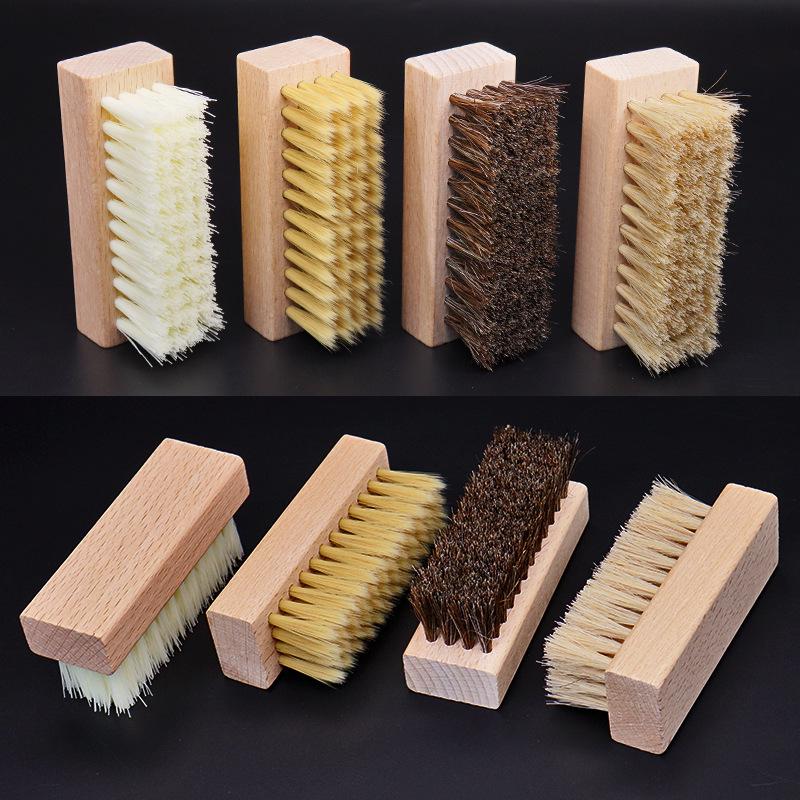 Beech Wood Horsehair Soft Bristle Brush for Polishing & Dust Removal on Leather Shoes & Seats - Free Shipping