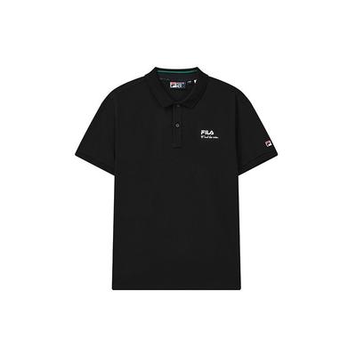 Solid Color Logo Sports Casual Knit Short Sleeve Polo Shirt Men Tops Black F11M228107FBK