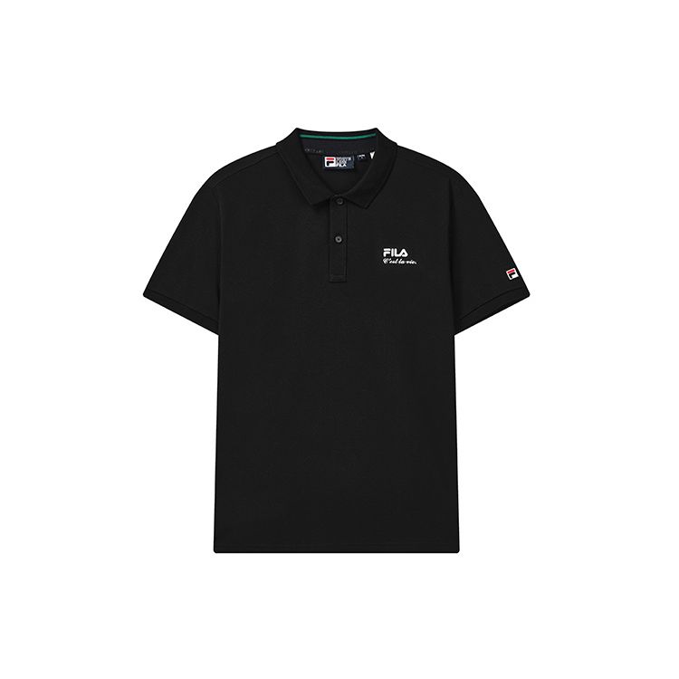 

FILA Solid Color Logo Sports Casual Knit Short Sleeve Polo Shirt Men tops Black F11M228107FBK M