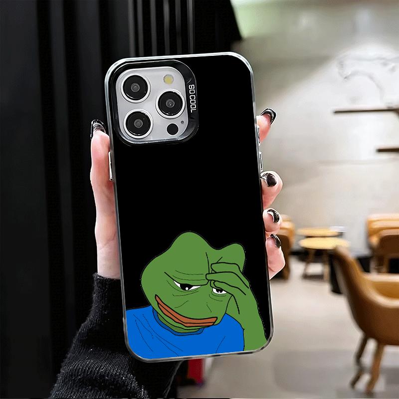 Funny Sad Forg P-Pepe Meme Soft Phone Case for iPhone 15 16 17 Pro Max 17Air 16E 14 Plus 13 12 Mini Shockproof Cover Back Shell