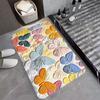 3D Butterfly Pattern Anti Slip Bathroom Mat Soft Flannel Rug Machine Washable Area Carpet for Bedroom and Living Room
