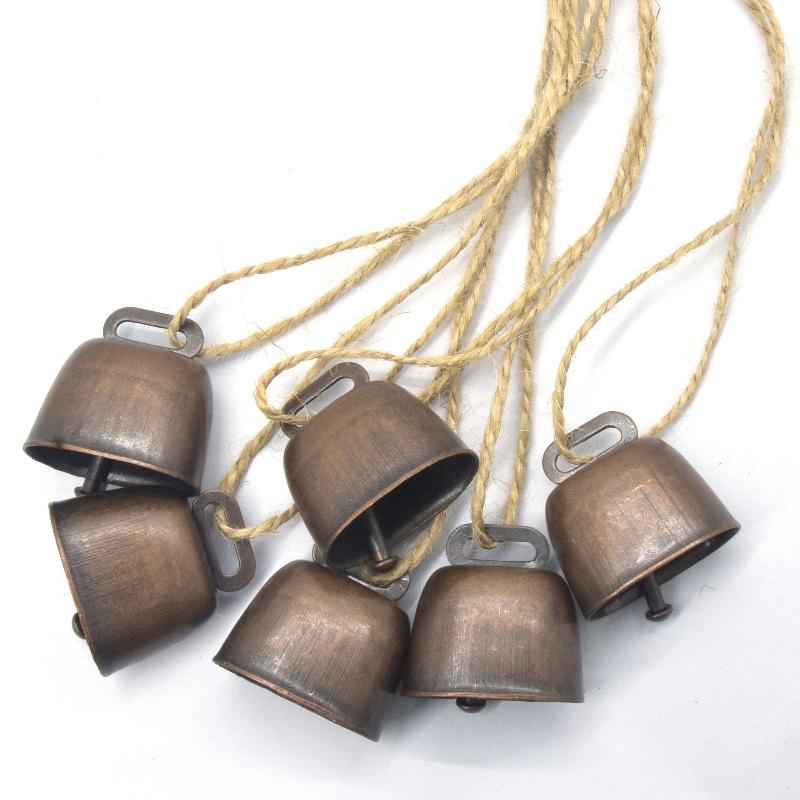 Cow And Sheep Bells Pet Copper Bells Christmas Decoration Jingle Bells With Hemp Rope Loud Bells Xmas Hanging Ornament