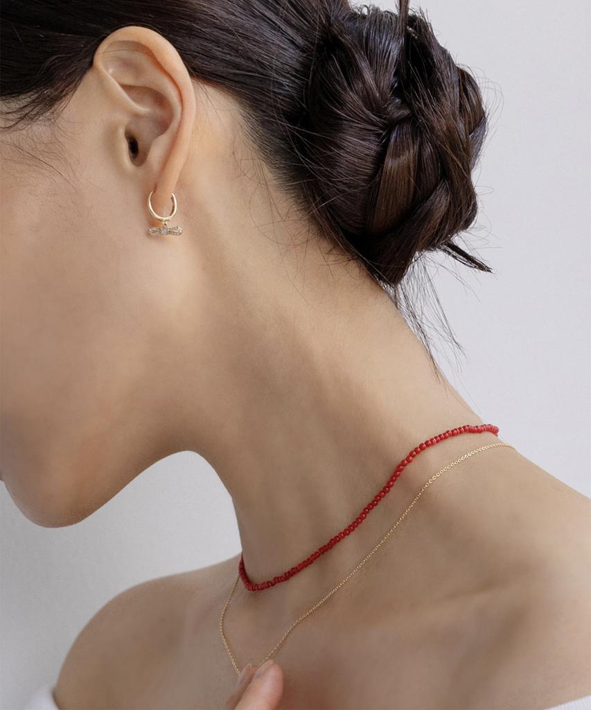 Haero 14K Natural Coral Gemstone Beaded Red Choker