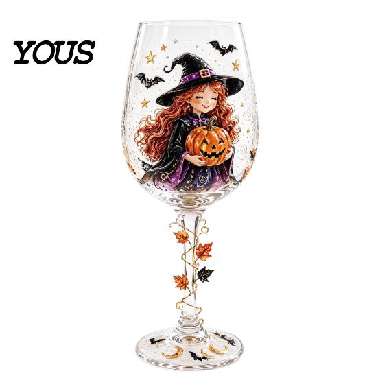 Regalo Tematico per Compleanni Halloween Bicchiere da Vino, Gatto Fantasma Spettrale Strega Zucca Bicchiere da Bevanda Accessori Unici per Home Bar Vini, Cocktail,