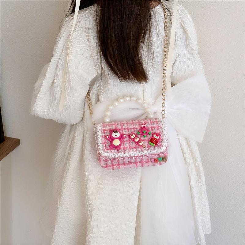 Lotso Bead Creative Handbag Cotton Linen Shoulder Bag With Animal Girls For