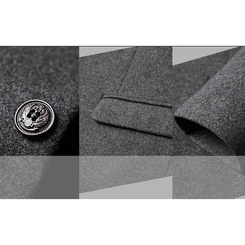 Pánsky vlnený kabát v európskom a americkom štýle na jeseň a zimu Stredne dlhý bavlnený zahustený biznis pánsky kabát