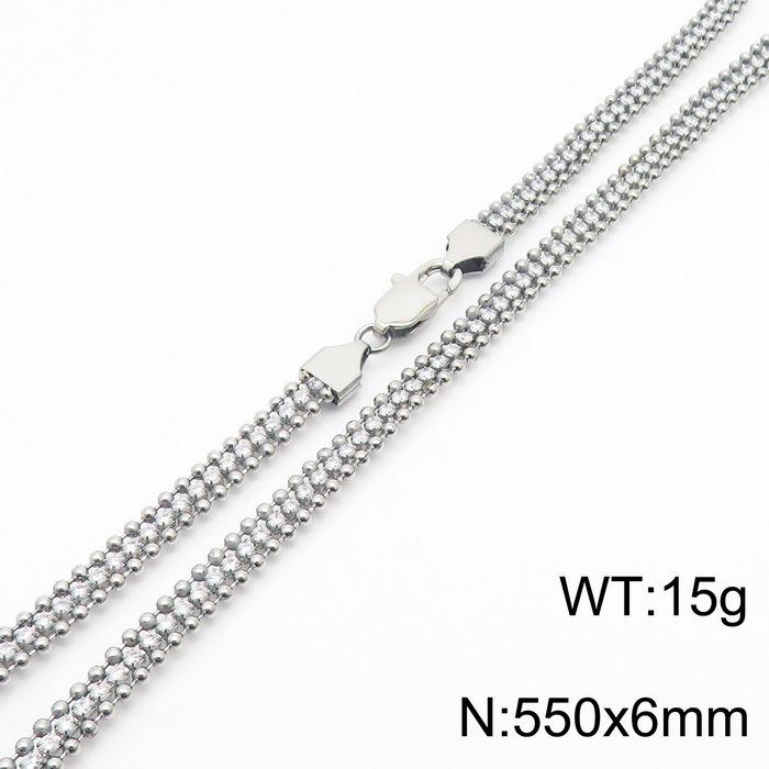 Minimalist Light Luxury Stainless Steel Zircon Chain Set Versatile High end Necklace Bracelet Two Piece Jewelry