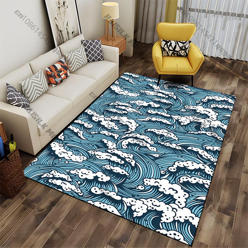 Ocean waves with foamy crests carpet Yoga living room room decor children's crawling mat doormat area rug games mat