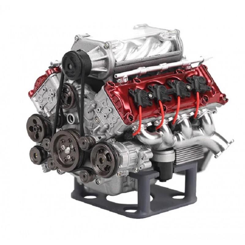 Mini V8 Engine Model Kit Metal Assembly Toy Adults 15-35 Years Static Car Scale 1:10 Non-Motorized