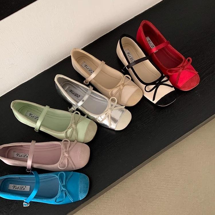 Francuskie delikatne kokardki buty Mary Jane damskie buty wewnętrzne zwiększenie wysokości wczesna wiosna nowe baletki ze spódniczką pojedyncze buty