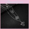 Fashion Punk Boho Retro Alloy Palm Sun Multilayer Necklace With Leaf And Elephant Pendant