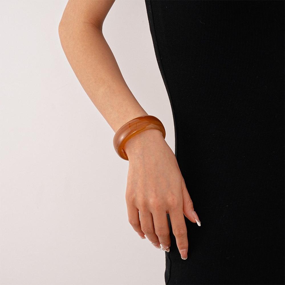 Bohemian Acrylic Bangle Geometric Retro Hand Ring Creative Irregular Wide Bracelet  Women