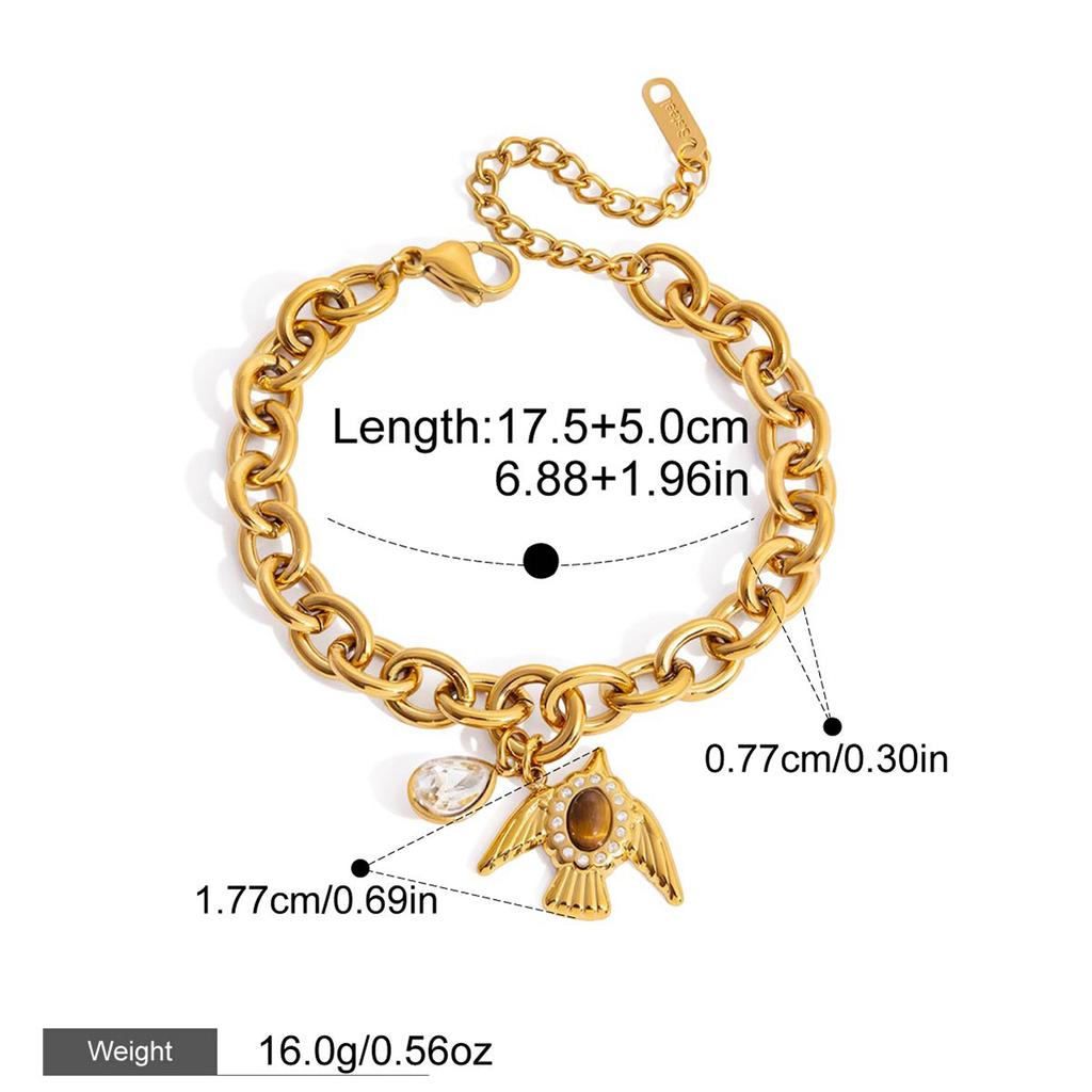 Yori Stylish Flying Bird Series Tiger Eye Dove Bracelet Waterproof Stainless Steel Y2K Trendy Jewelry Gift 2026 New