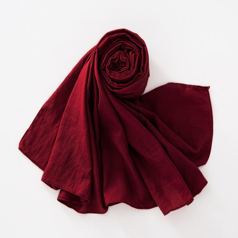 New Breathable Crumpled Scarf For Women Girls Solid Scarves Soft Cotton Wrinkle Pashmina Shawl Foulard Winter Warm Wrap Shawls