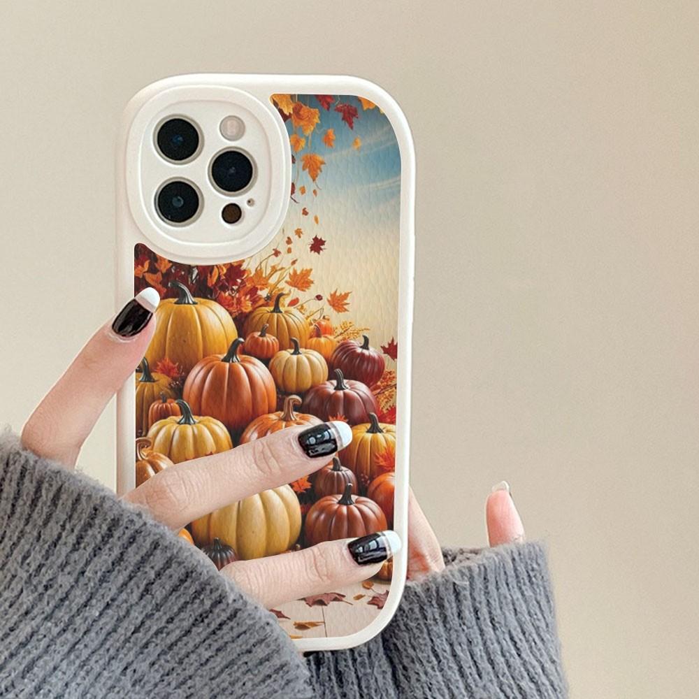 Pumpkin Happy Fall Autumn Phone Case Hard Leather For IPhone 16 15 14 13 12 Mini 11 14 Pro Max Xs X Xr 7 8 Plus Fundas