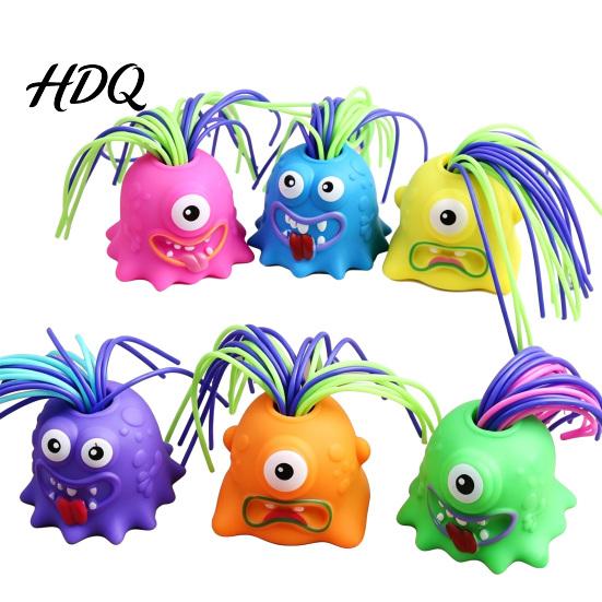 Screaming Demon Toy Hair Pulling with 6 Sound Effects Stress Anxiety Relief Colorful Plucking Devil Sensory Fidget Party Favors Kids