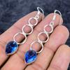 Blue Topaz Gemstone Handmade 925 Sterling Silver Jewelry Earring 2.64" M-3304