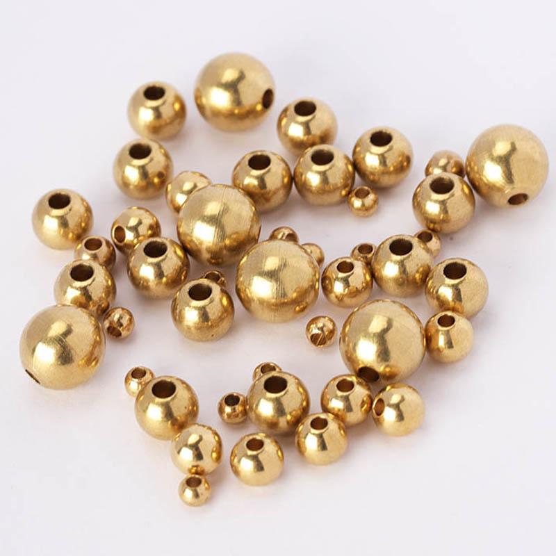 50pcs 3-8mm Original Brass Spacer Loose Beads Ball Beads for Charms Bracelets Necklace Jewelry Making Components DIY Wholesale