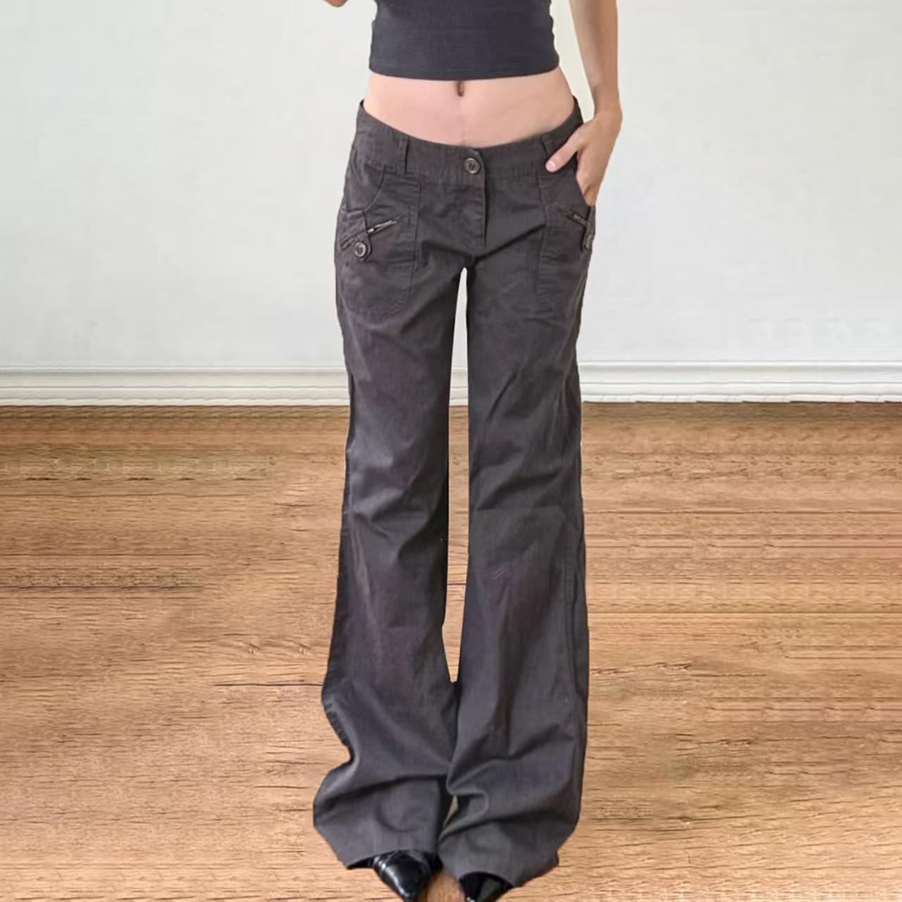 

Джинсы клёш в стиле рабочей одежды с карманами в американском стиле M темно-серого