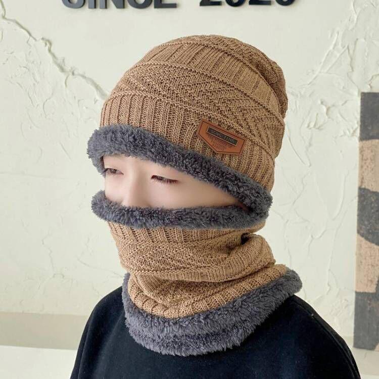 Kinder Wollmützen- und Schal-Set mit Fleecefutter – Herbst/Winter Ohrenschutz für Jungen und Mädchen