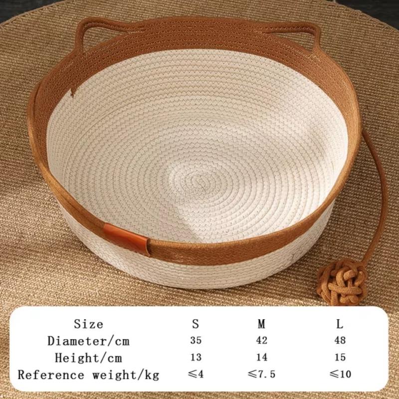 Four Seasons Universal Cat Bed Pet Nest Pure Manual Rattan Woven Cattailgrass Scratch Board Removable Washable Winter Warm Pad