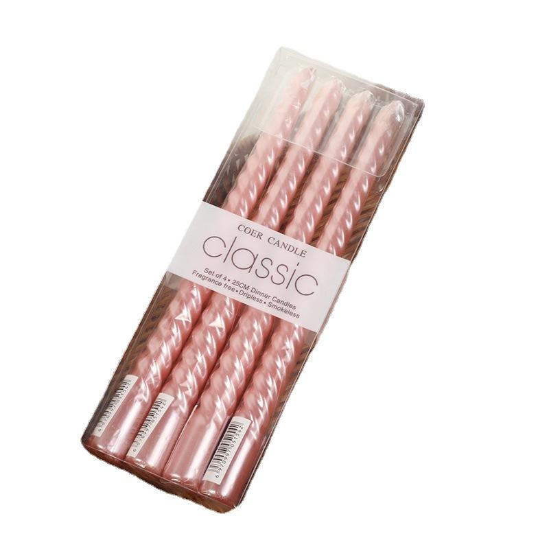 Classic European Long Rod Colorful Thread Candles for Home Romantic Candlelight Dinner Wedding Smokeless Candles Wholesale Cross Border