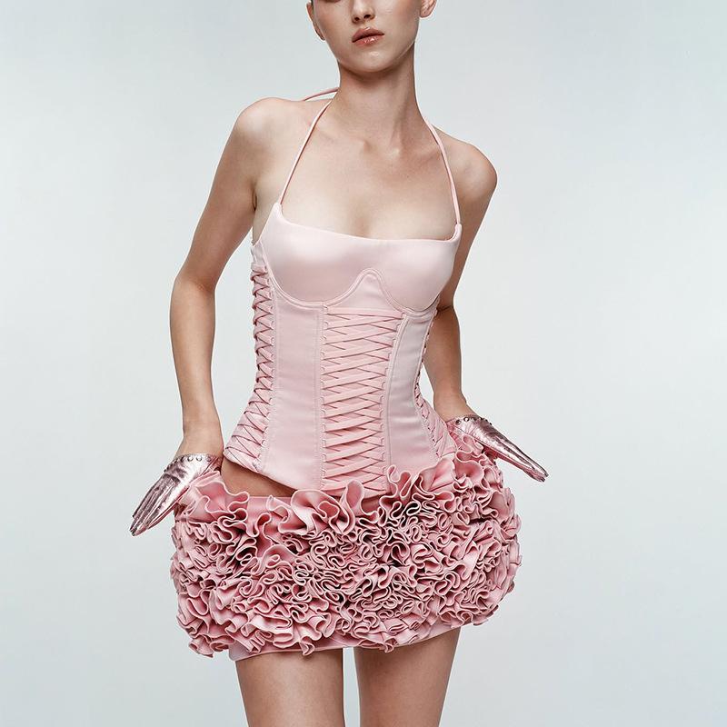 

Solid Bandage Halter Top Sleeveless Vest S червоний