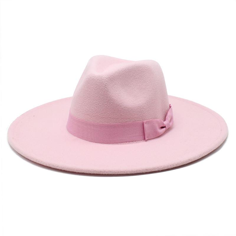 Wool Felt Hat With Large Brim And Bow For Retro Festival Wear