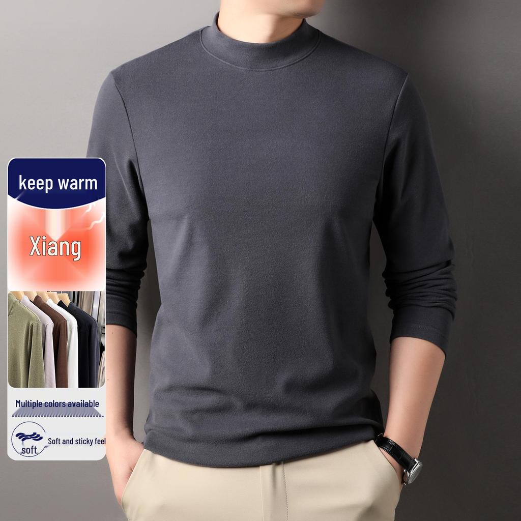 Men's Self-Heating Double-Sided Fleece Half-High Collar Sweatshirt - 2025 Autumn/Winter New Style Base Layer